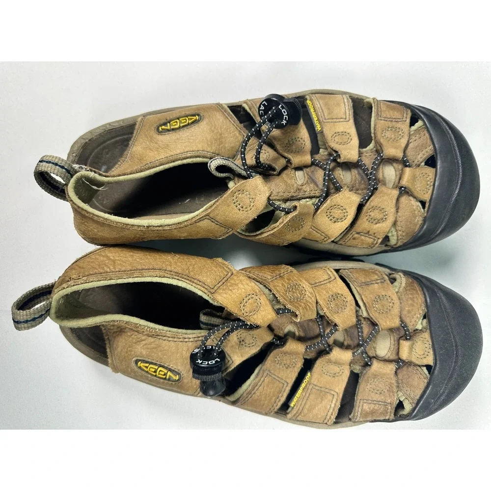 Keen Leather Hiking Sandals Men's 9 Brown Waterproof Closed Toe Outdoor Trail